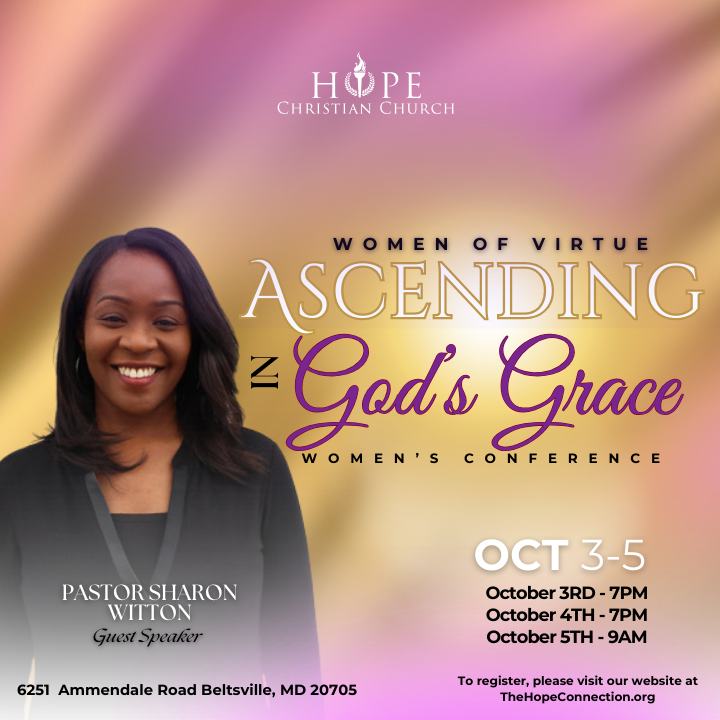 Ascending In God's Grace Women's Conference

October 3 - 5
